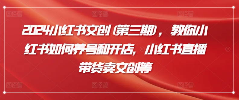 2024小红书文创(第三期)，教你小红书如何养号和开店，小红书直播带货卖文创等-观智斋电商课程站