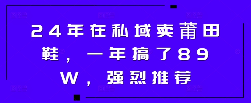 24年在私域卖莆田鞋，一年搞了89W，强烈推荐-观智斋电商课程站