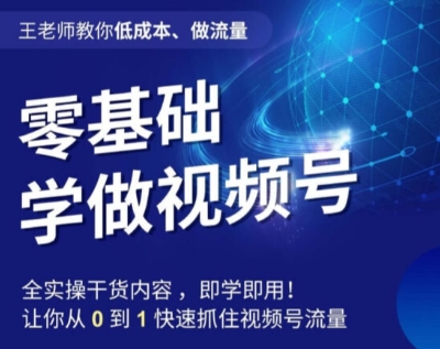 王老师教你低成本、做流量，零基础学做视频号，0-1快速抓住视频号流量-观智斋电商课程站