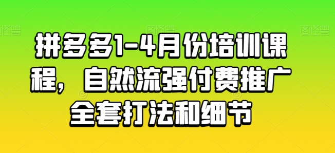 拼多多1-4月份培训课程，自然流强付费推广全套打法和细节-观智斋电商课程站