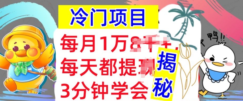 冷门项目，这个方法一定要学会，内部教程，每月1w(揭秘)-观智斋电商课程站