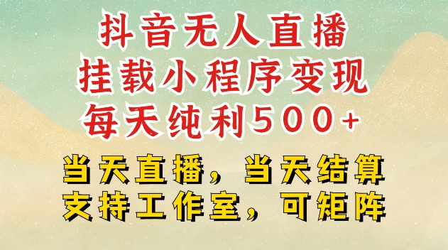 抖音无人直播挂载小程序变现每天纯利500+当天直播，当天结算支持工作室，可矩阵【揭秘】-观智斋电商课程站