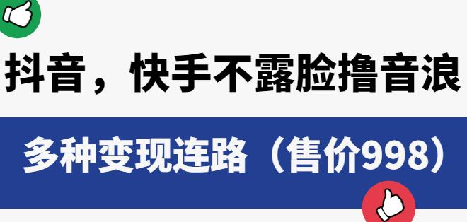 抖音快手不露脸撸音浪项目，多种变现连路（售价998）-观智斋电商课程站