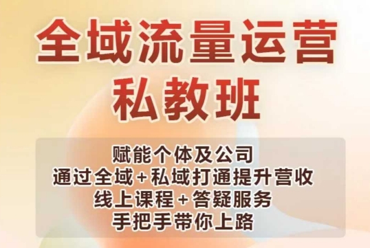 全域流量运营操盘课，赋能个体及公司通过全域+私域打通提升营收-观智斋电商课程站