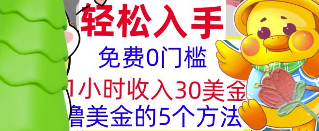 免费撸美刀的5个方法，1小时收入30美刀，0门槛，轻松入手-观智斋电商课程站