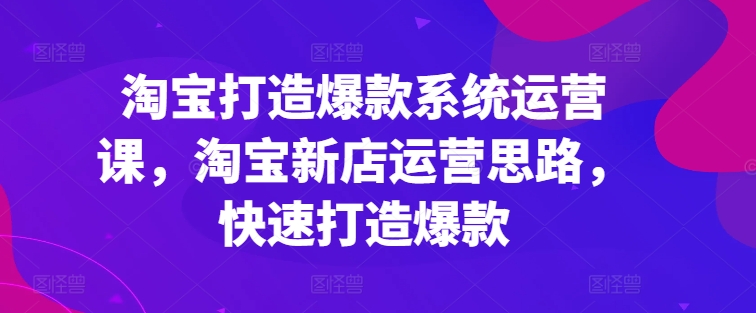 淘宝打造爆款系统运营课，淘宝新店运营思路，快速打造爆款-观智斋电商课程站