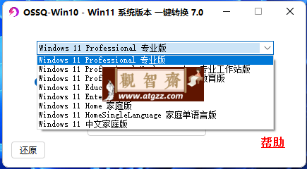 OSSQ Win10 Win11 系统版本一键切换 v7.0 绿色便携版 OSSQ Win10 Win11 系统版本一键切换 v7.0 绿色便携版