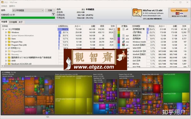 WizTree v4.17 汉化去广告便携版 查找大文件工具-观智斋电商课程站