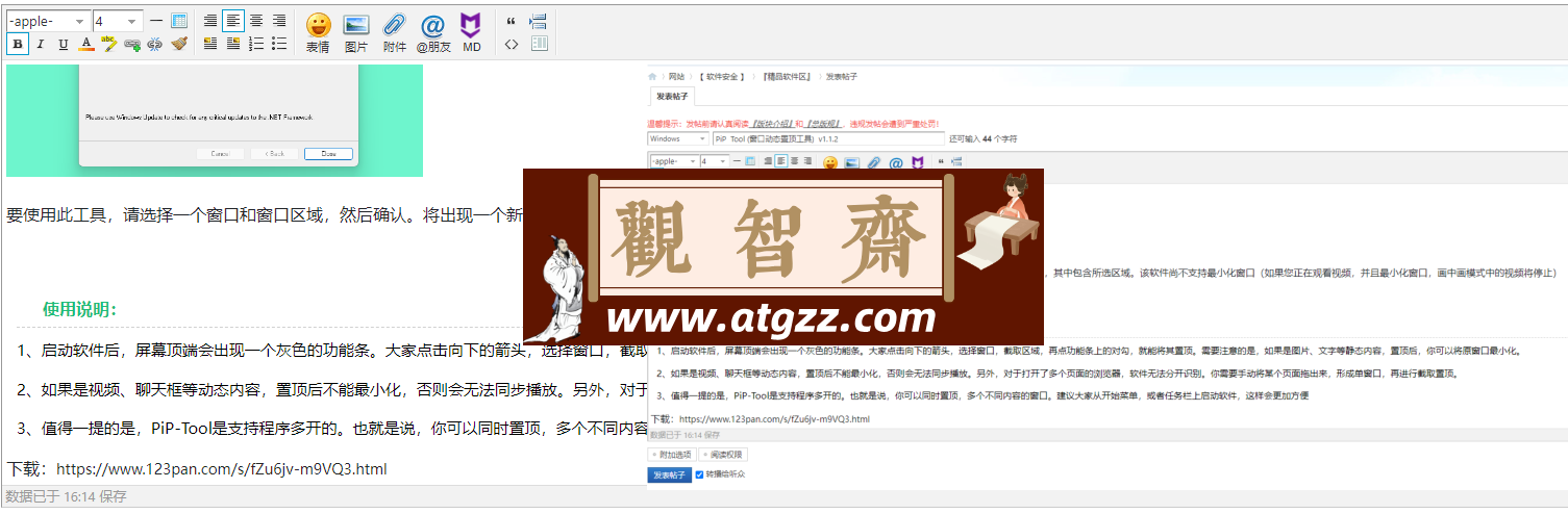 PiP Tool 窗口动态置顶工具 v1.1.2 PiP Tool 窗口动态置顶工具 v1.1.2