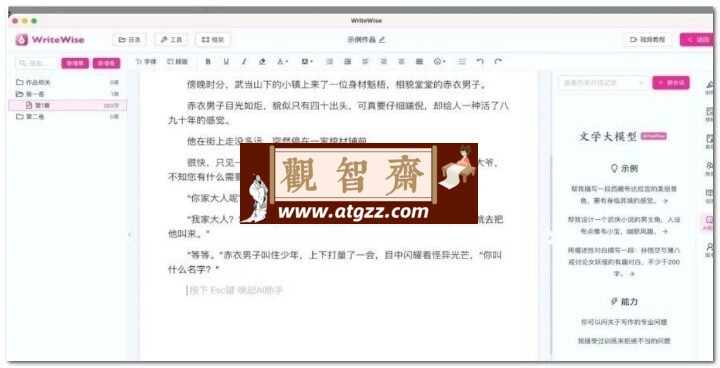 WriteWise v1.0 最强小说Ai自动写作工具，内置Ai模型-观智斋电商课程站