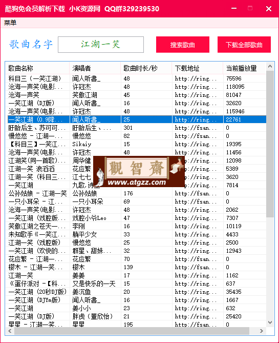 酷狗免会员批量解析下载工具v1.0-观智斋电商课程站