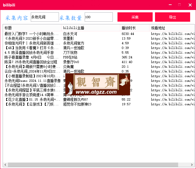 bilibili批量采集工具-观智斋电商课程站