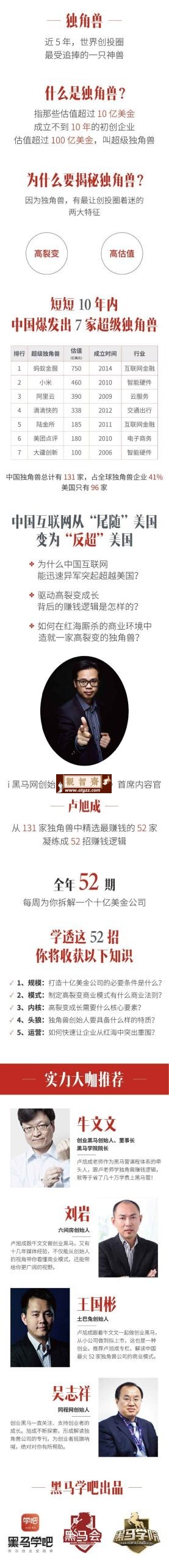 黑马学吧：揭秘52个独角兽的赚钱逻辑-观智斋电商课程站