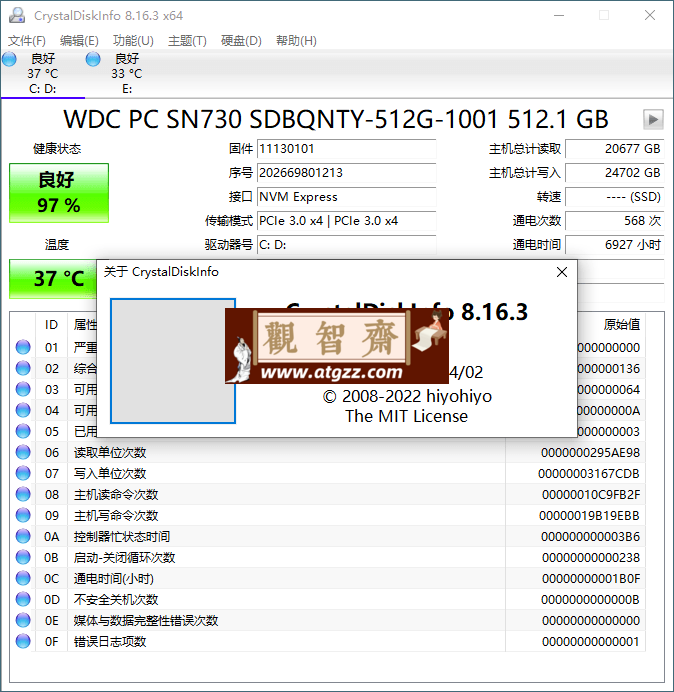 CrystalDiskInfo v9.6.1正式版-观智斋电商课程站
