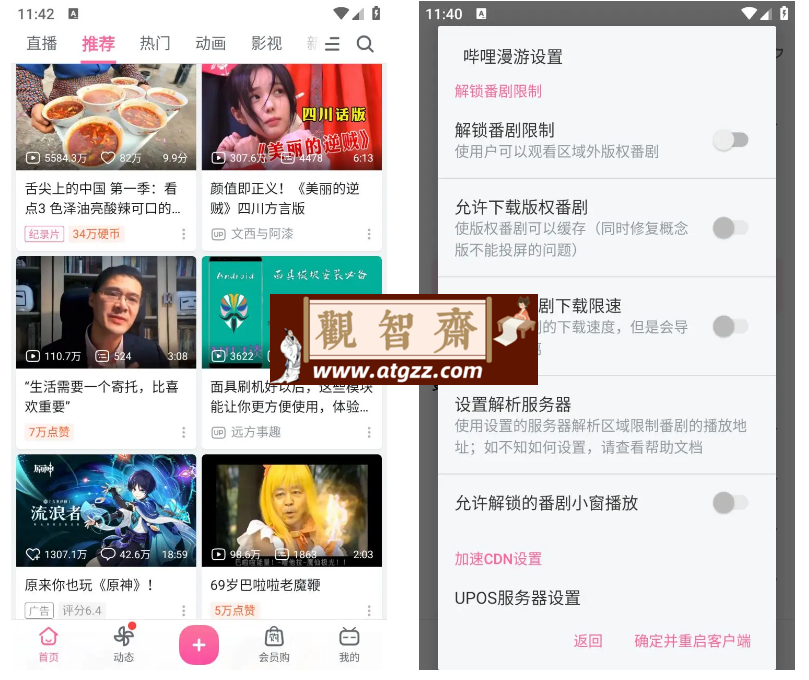 哔哩哔哩v7.74.0 内置哔哩漫游模块/去广告精简优化版-观智斋电商课程站