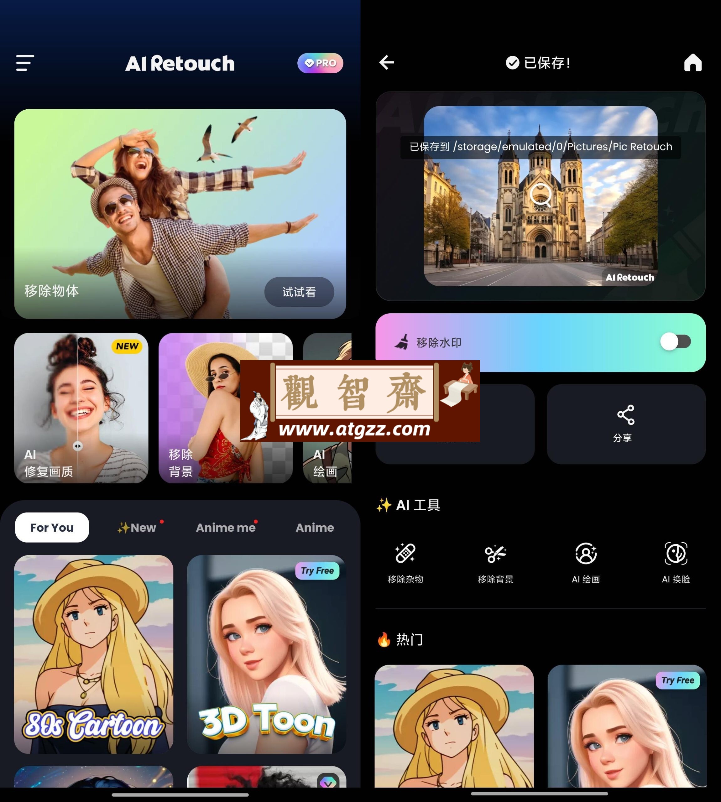 AI Retouch v1.0 消除图杂物/修复/3D动漫图 已解锁会员-观智斋电商课程站