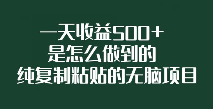 一天收益500+是怎么做到的，纯复制粘贴的无脑项目-观智斋电商课程站