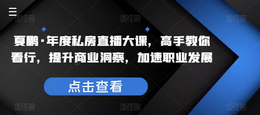 夏鹏·年度私房直播大课，高手教你看行，提升商业洞察，加速职业发展-观智斋电商课程站
