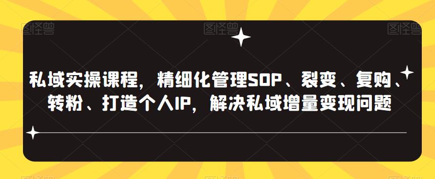 私域实操课程，精细化管理SOP、裂变、复购、转粉、打造个人IP，解决私域增量变现问题-观智斋电商课程站