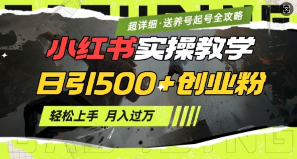 2月小红书最新日引500+创业粉实操教学【超详细】小白轻松上手，月入1W+，附小红书养号起号SOP-观智斋电商课程站