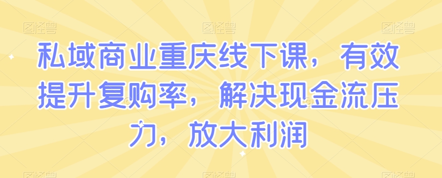 私域商业重庆线下课，有效提升复购率，解决现金流压力，放大利润-观智斋电商课程站