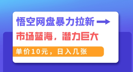 悟空网盘暴力拉新：一单10元，市场空白，日入几张-观智斋电商课程站