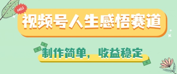 视频号人生感悟赛道，制作简单，收益稳定【揭秘】-观智斋电商课程站