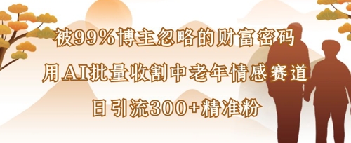 被99%博主忽略的财富密码：用AI批量收割中老年情感赛道，日引流300+精准粉-观智斋电商课程站