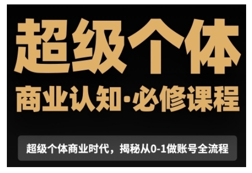 超级个体商业认知觉醒视频课，商业认知·必修课程揭秘从0-1账号全流程-观智斋电商课程站