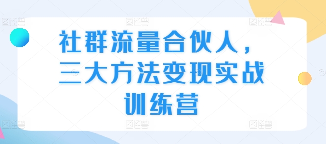 社群流量合伙人，三大方法变现实战训练营-观智斋电商课程站