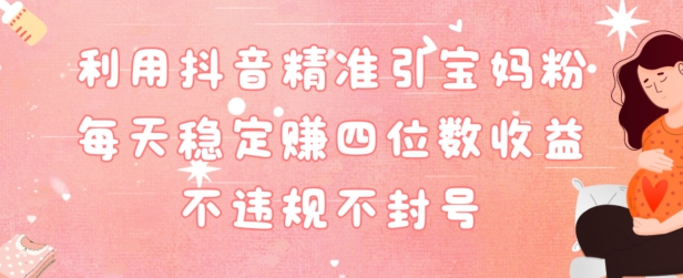 抖音精准引流宝妈粉每天变现四位数利润不违规不封号-观智斋电商课程站