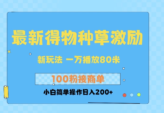 最新得物创作者收益玩法，一万播放100+，后续接广告变现，小白简单操作日入200+-观智斋电商课程站