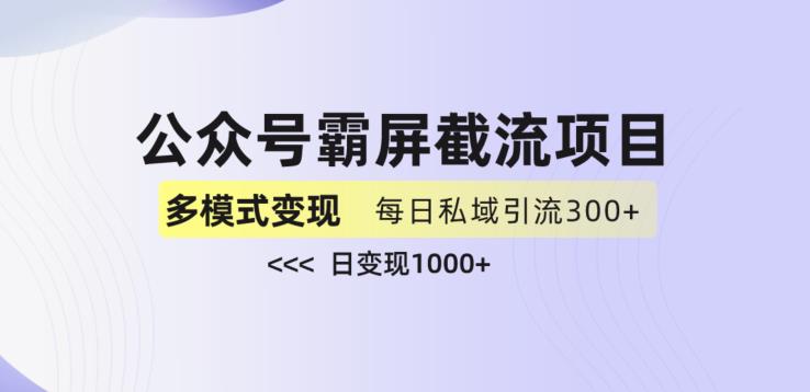 公众号霸屏截流项目+私域多渠道变现玩法，全网首发，日入1000+【揭秘】-观智斋电商课程站