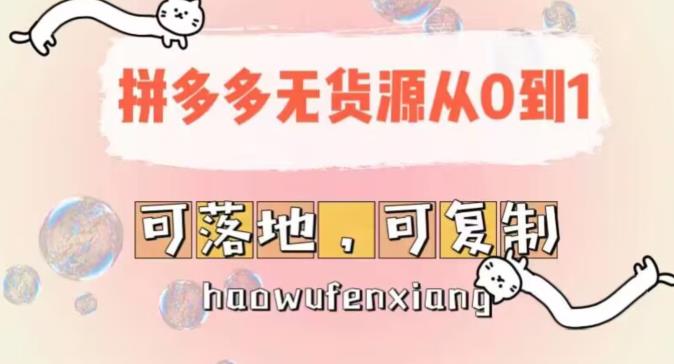 拼多多无货源从0到1，可落地，可复制-观智斋电商课程站
