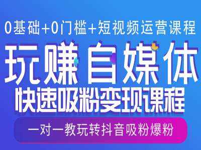 0基础+0门槛+短视频运营课程，玩赚自媒体快速吸粉变现课程，一对一教玩转抖音吸粉爆粉-观智斋电商课程站