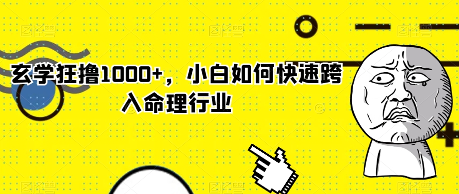 玄学狂撸1000+，小白如何快速跨入命理行业【揭秘】-观智斋电商课程站