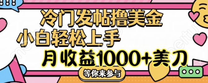 冷门发帖撸美金项目，月收益1000+美金，简单无脑，干就完了【揭秘】-观智斋电商课程站