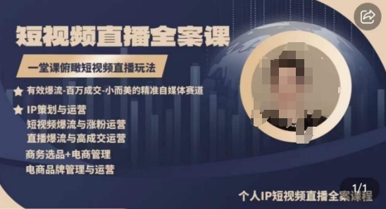 高品质IP短视频直播全案课程，一堂课俯瞰短视频直播玩法-观智斋电商课程站