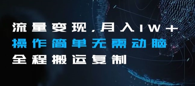 流量变现，月入1W+操作简单无需动脑全程搬运复制【揭秘】-观智斋电商课程站