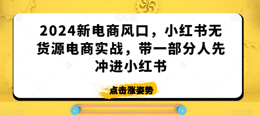 2024新电商风口，小红书无货源电商实战，带一部分人先冲进小红书-观智斋电商课程站