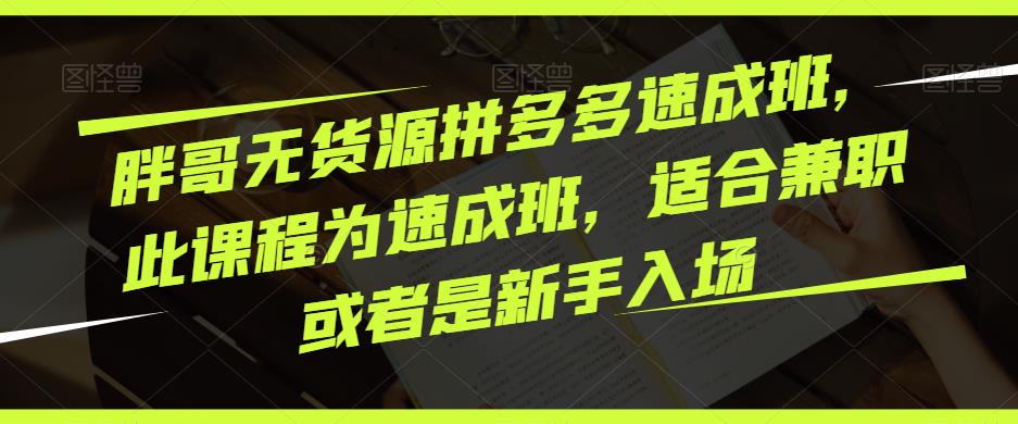 胖哥无货源拼多多速成班，此课程为速成班，适合兼职或者是新手入场-观智斋电商课程站