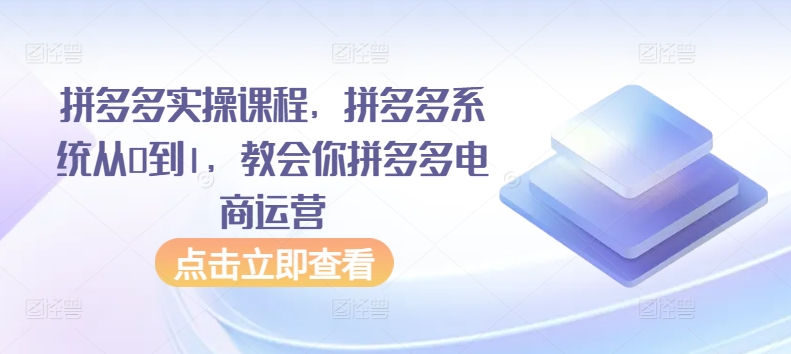 拼多多实操课程，拼多多系统从0到1，教会你拼多多电商运营-观智斋电商课程站