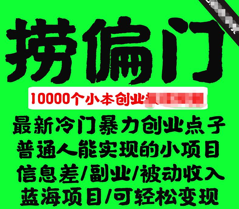 千款捞偏门小本创业小项目，总有一款适合你-观智斋电商课程站