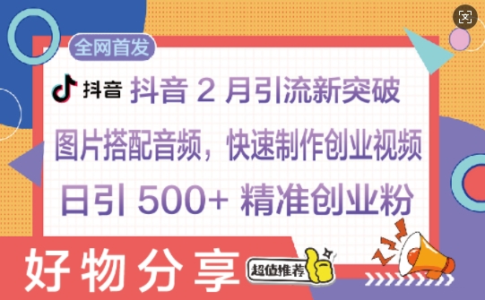 抖音2月引流新突破：图片搭配音频，快速制作创业视频，日引 500+ 精准创业粉-观智斋电商课程站