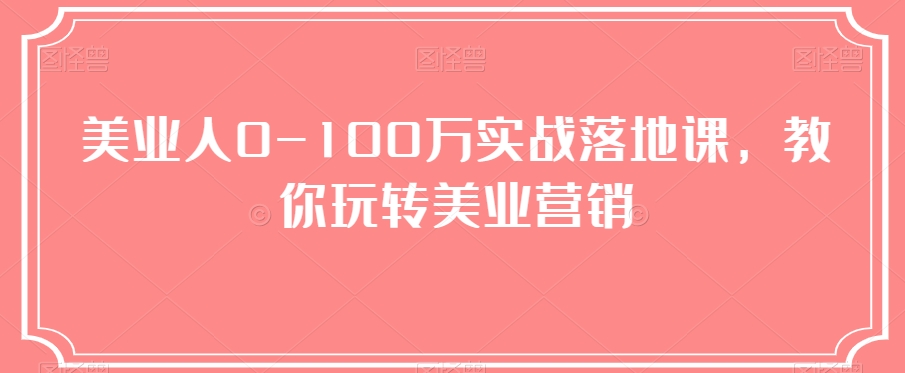 美业人0-100万实战落地课，教你玩转美业营销-观智斋电商课程站