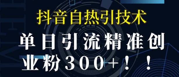 抖音自热引流，单日引流精准创业粉300+-观智斋电商课程站