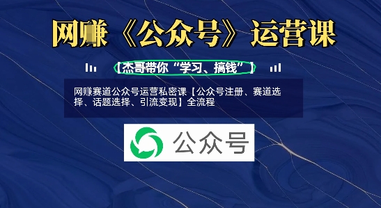 网创赛道公众号运营私密课【公众号注册、赛道选择、话题选择、引流变现】全流程-观智斋电商课程站