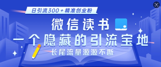 微信读书，一个隐藏的引流宝地，不为人知的小众打法，日引流300+精准创业粉，长尾流量源源不断-观智斋电商课程站