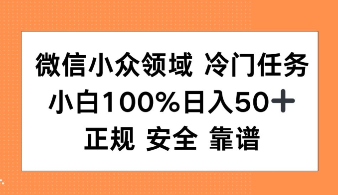 微信小众领域冷门特定任务，小白100%日入50+，正规安全靠谱-观智斋电商课程站