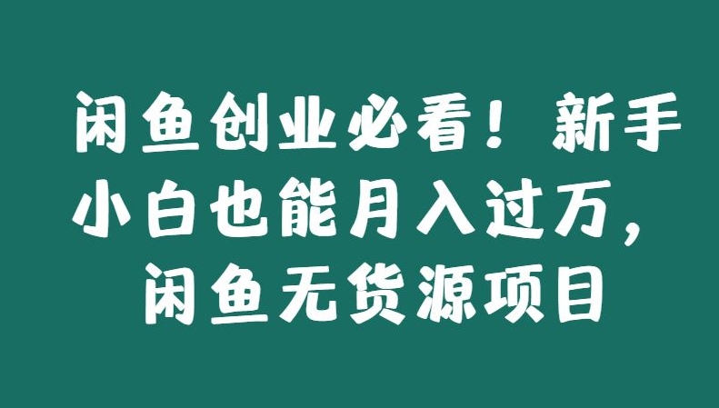 闲鱼创业必看！新手小白也能月入过万，闲鱼无货源项目-观智斋电商课程站